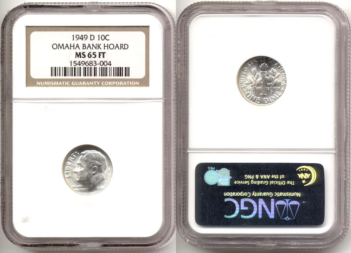 1949-D Roosevelt Dime NGC MS-65 Full Torch