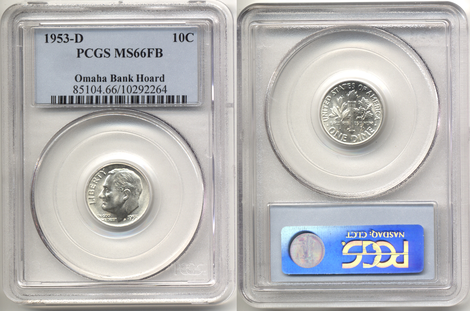 1953-D Roosevelt Dime PCGS MS-66 Full Bands
