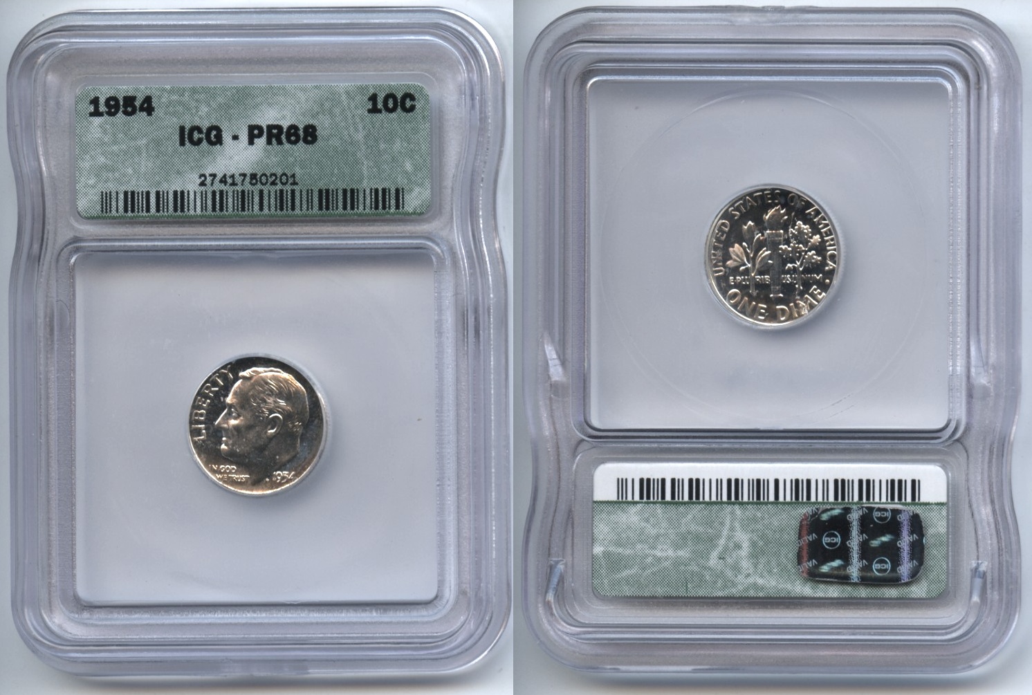 1954 Roosevelt Dime ICG Proof-68
