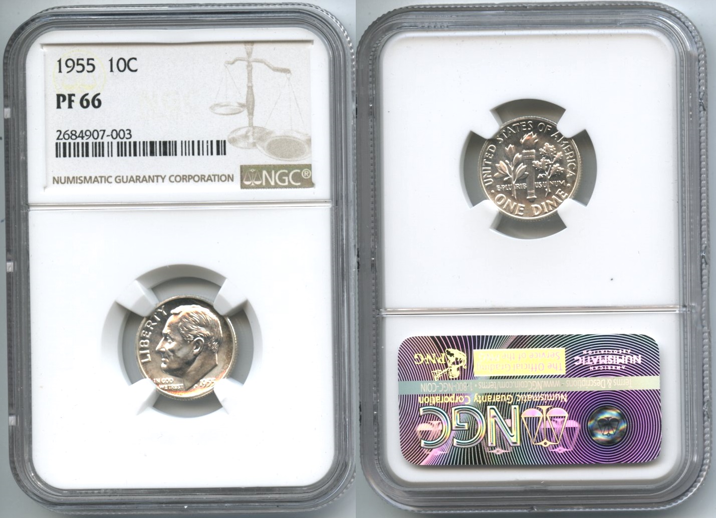 1955 Roosevelt Dime NGC Proof-66