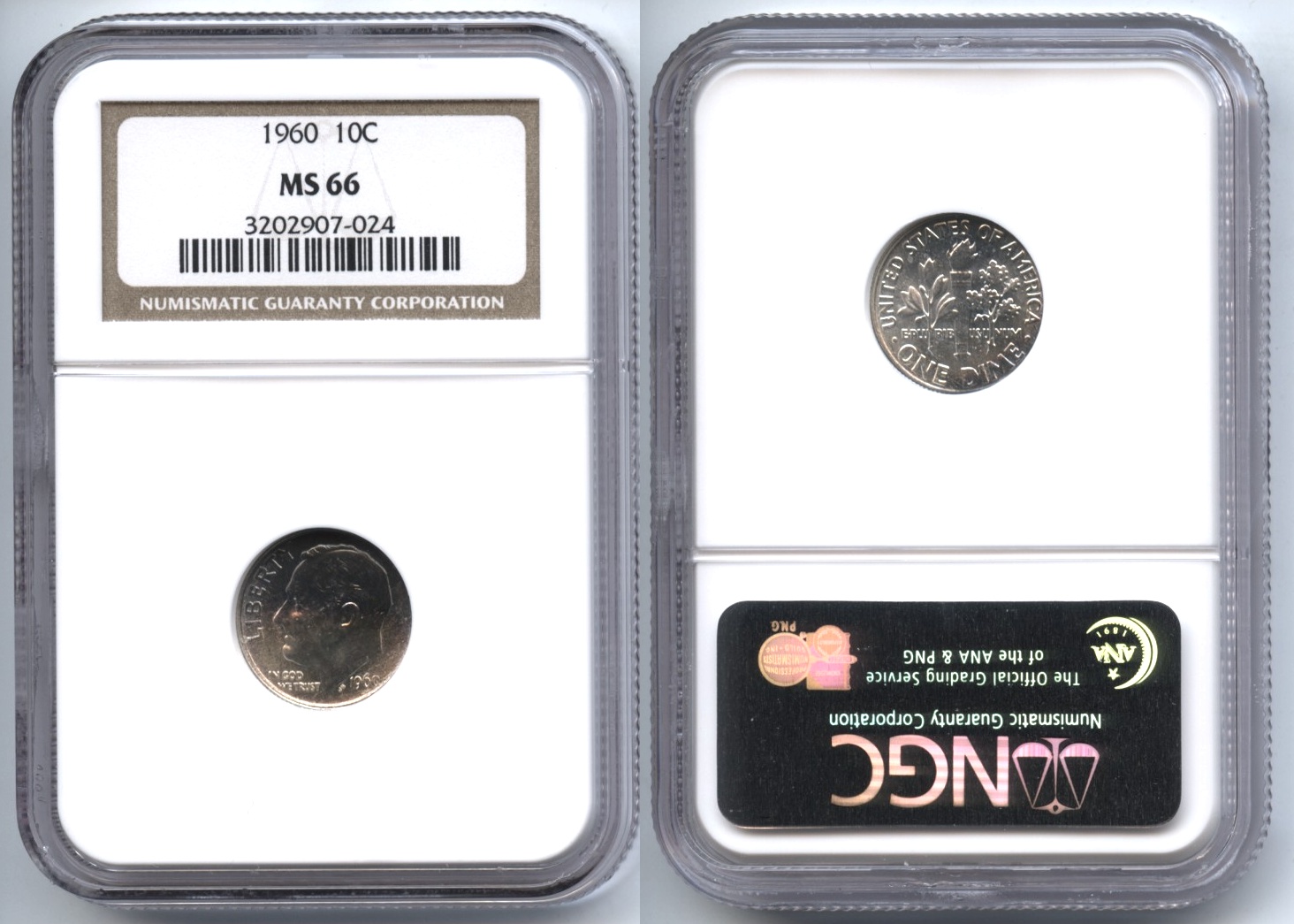 1960 Roosevelt Dime NGC MS-66