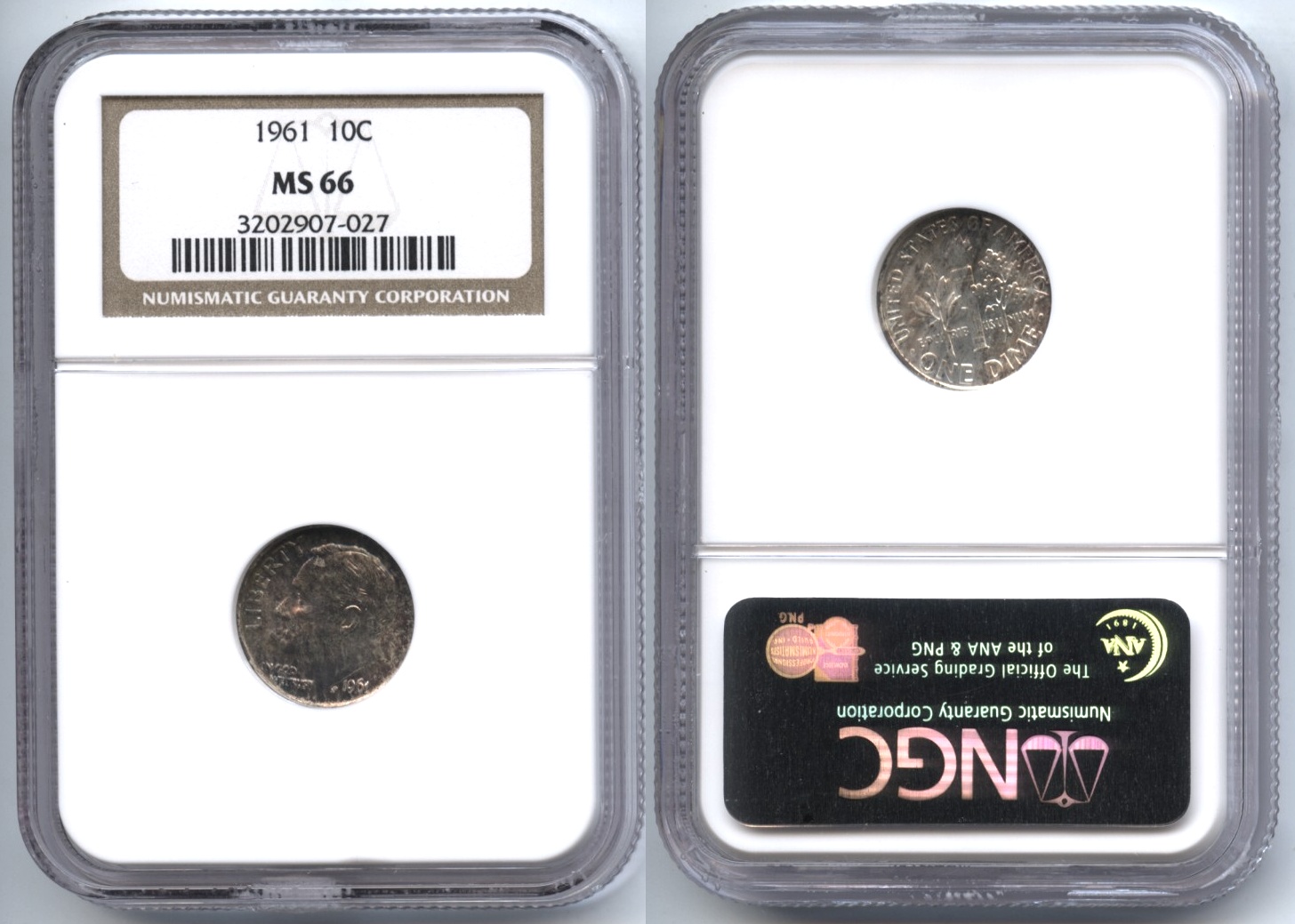 1961 Roosevelt Dime NGC MS-66 #a
