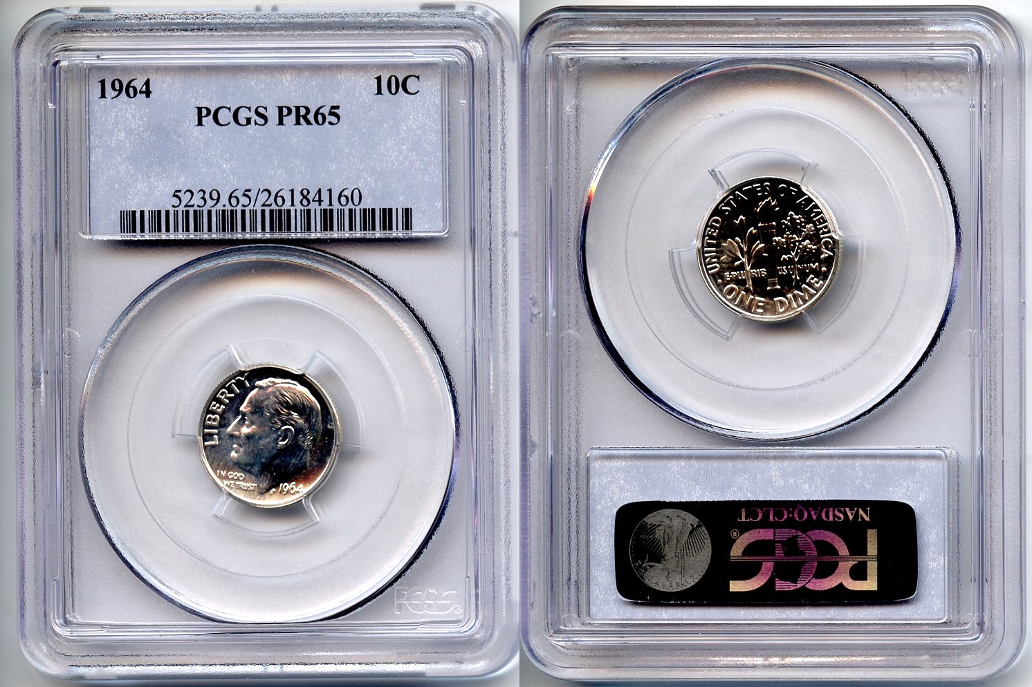 1964 Roosevelt Dime PCGS Proof-65