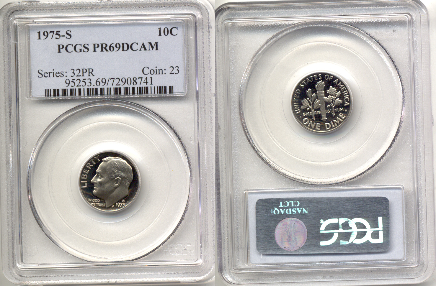 1975-S Roosevelt Dime PCGS Proof-69 Deep Cameo