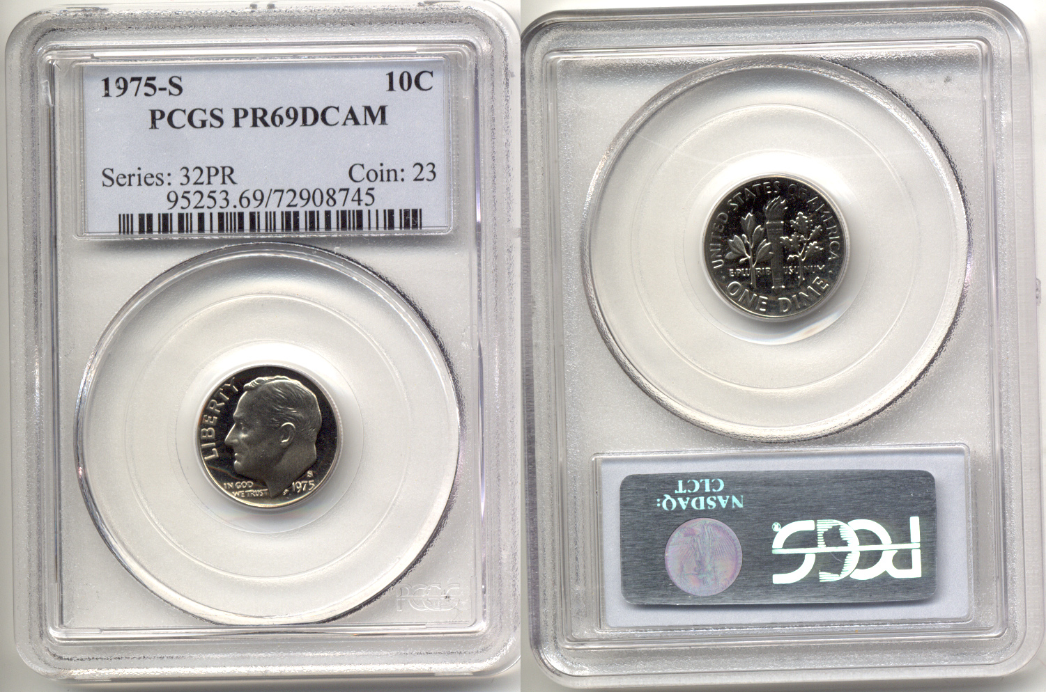 1975-S Roosevelt Dime PCGS Proof-69 Deep Cameo a
