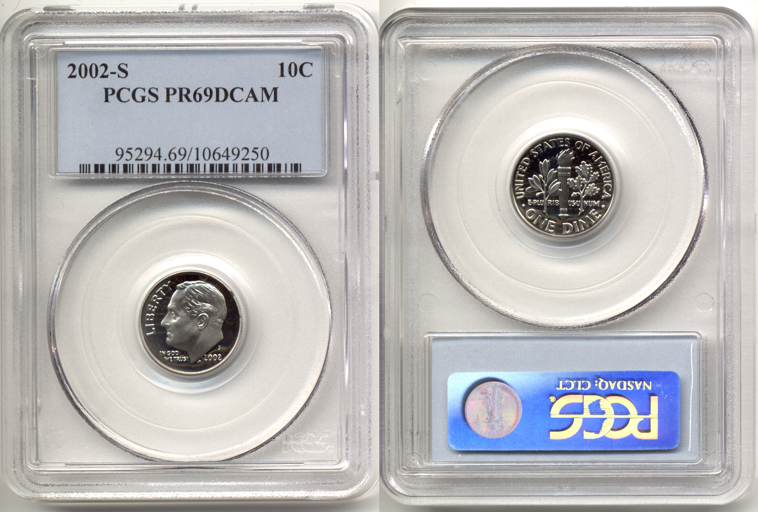 2002-S Clad Roosevelt Dime PCGS Proof-69 Deep Cameo a