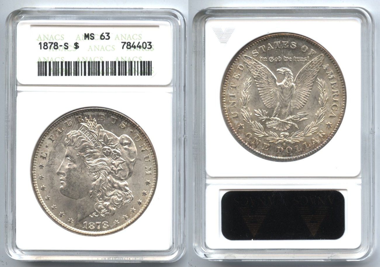 1878-S Morgan Silver Dollar ANACS MS-63