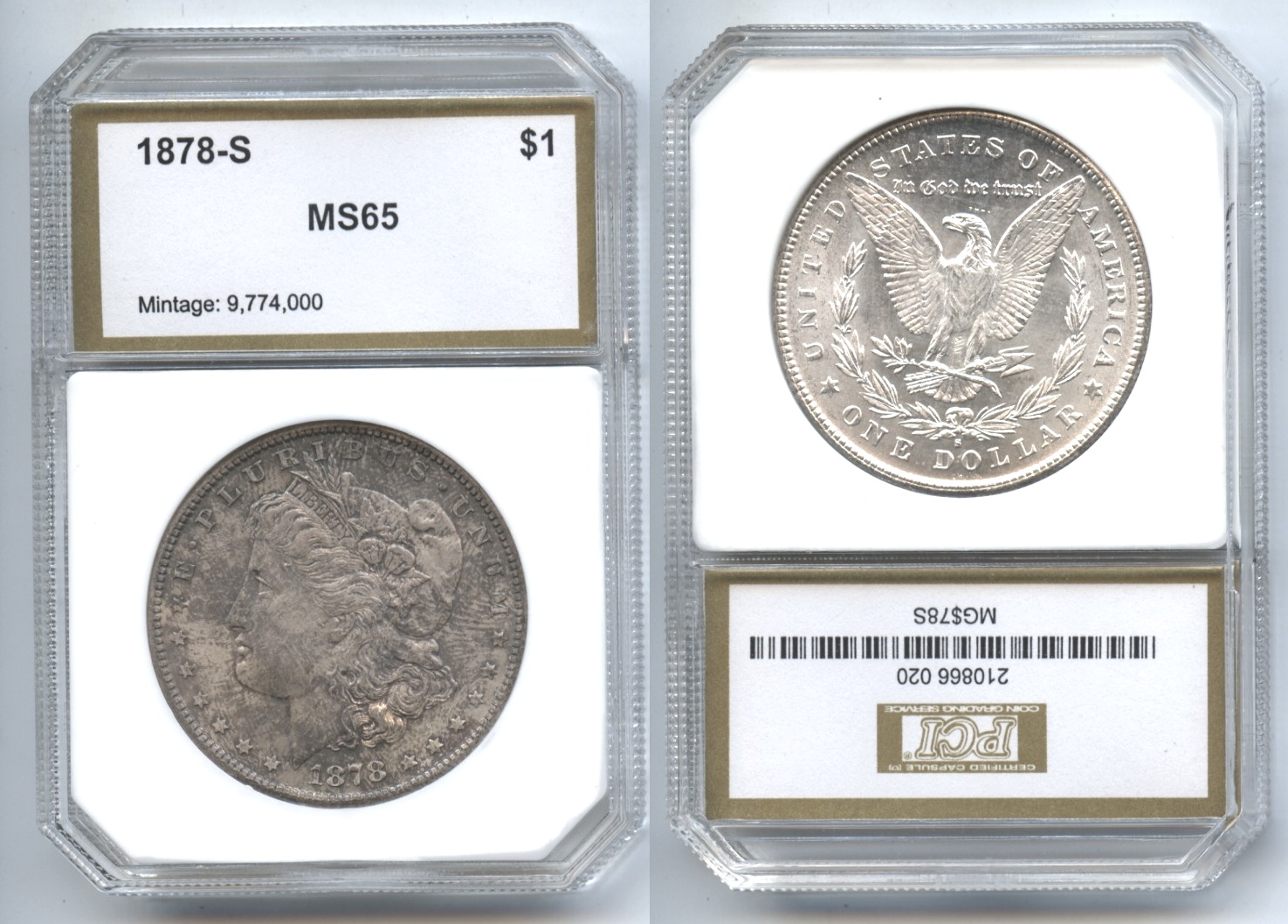 1878-S Morgan Silver Dollar PCI MS-65