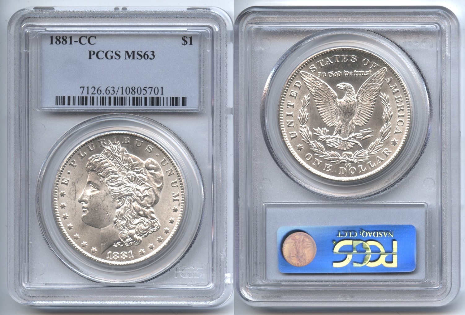 1881-CC Morgan Silver Dollar PCGS MS-63