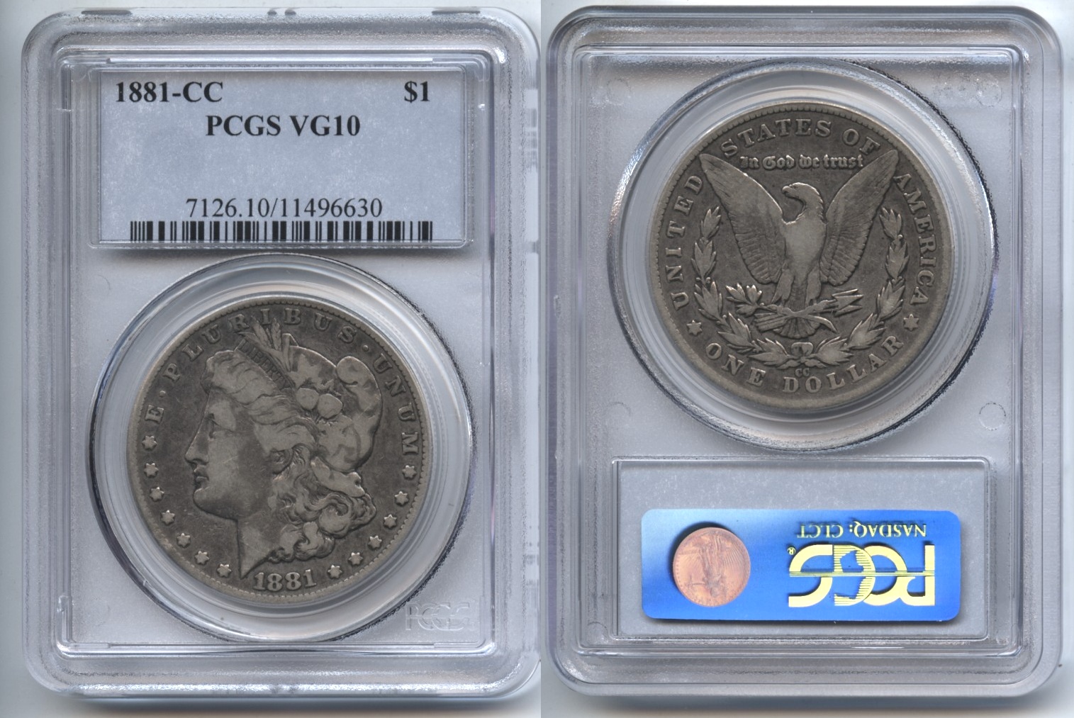 1881-CC Morgan Silver Dollar PCGS VG-10 VAM-2, Doubled 88
