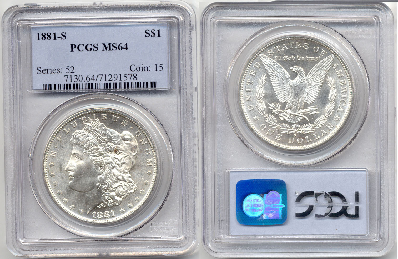 1881-S Morgan Silver Dollar PCGS MS-64 a