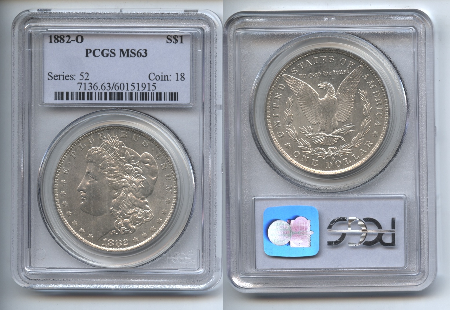 1882-O Morgan Silver Dollar PCGS MS-63