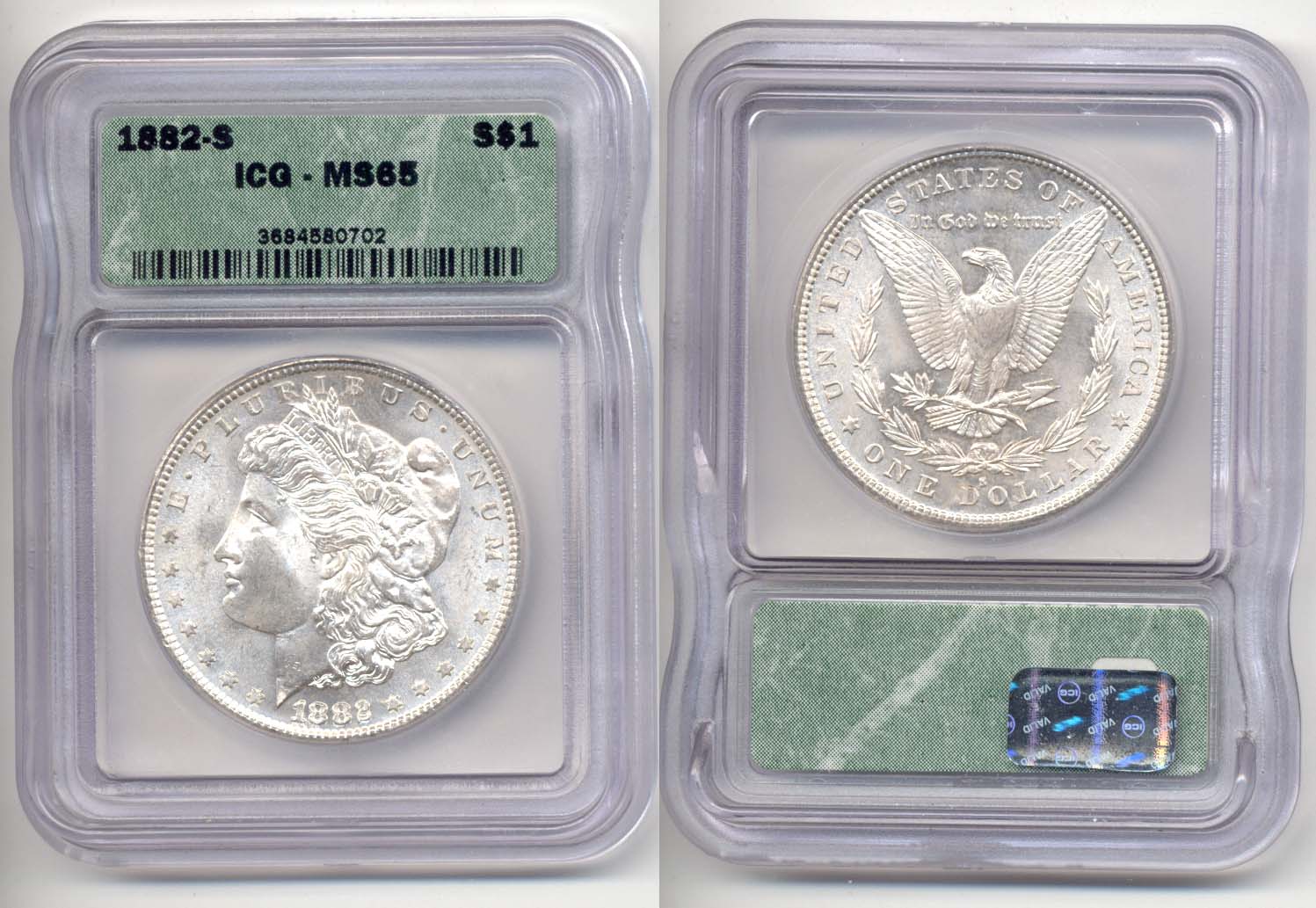 1882-S Morgan Silver Dollar ICG MS-65