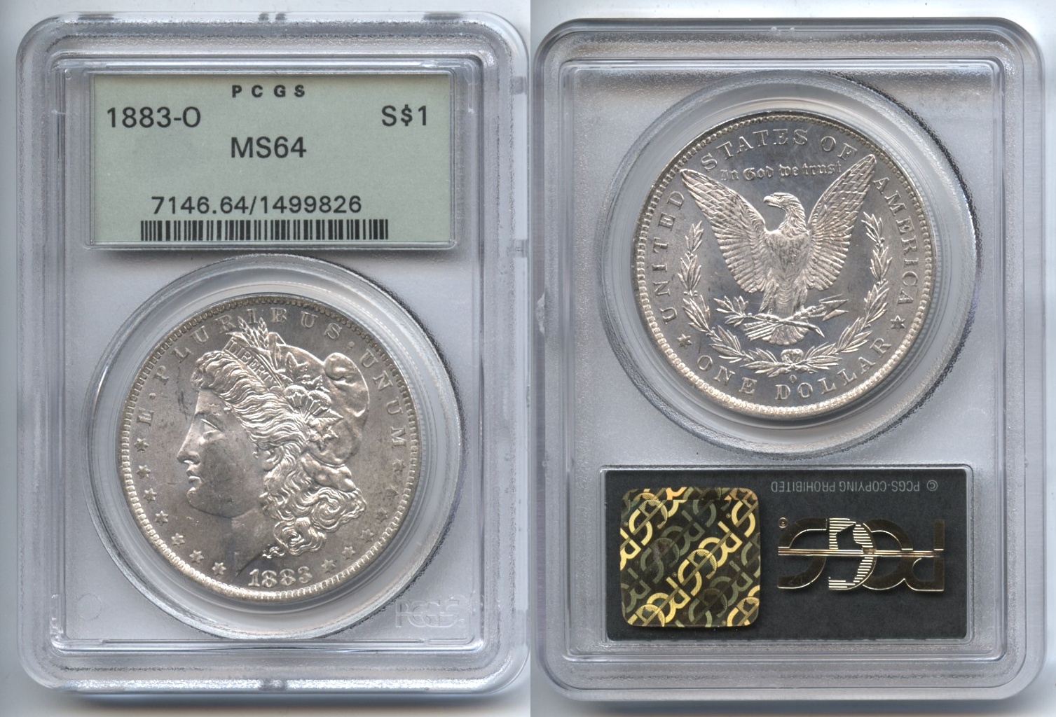 1883-O Morgan Silver Dollar PCGS MS-64 VAM-11 High 8, O Tilted Slightly Right