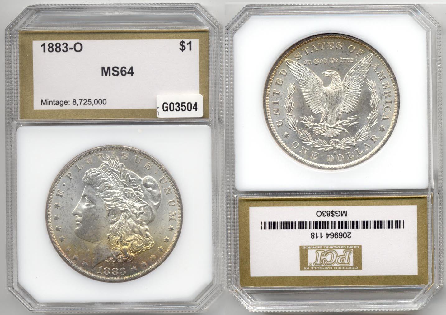 1883-O Morgan Silver Dollar PCI MS-64 i