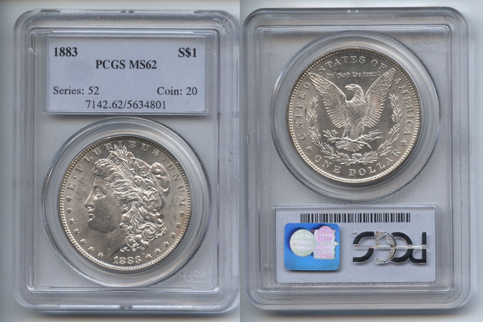 1883 Morgan Silver Dollar PCGS MS-62