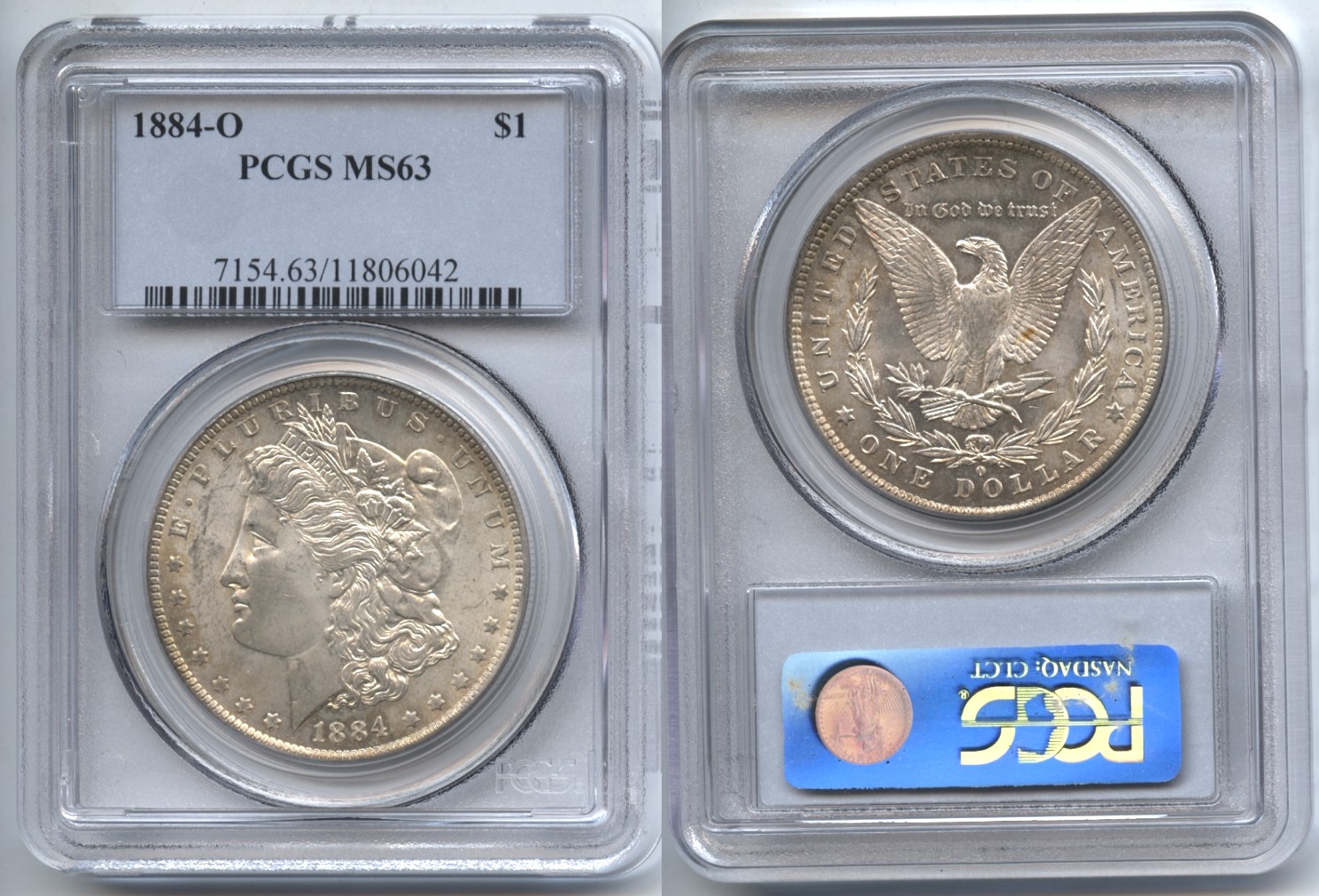 1884-O Morgan Silver Dollar PCGS MS-63 VAM-9, O/O Right