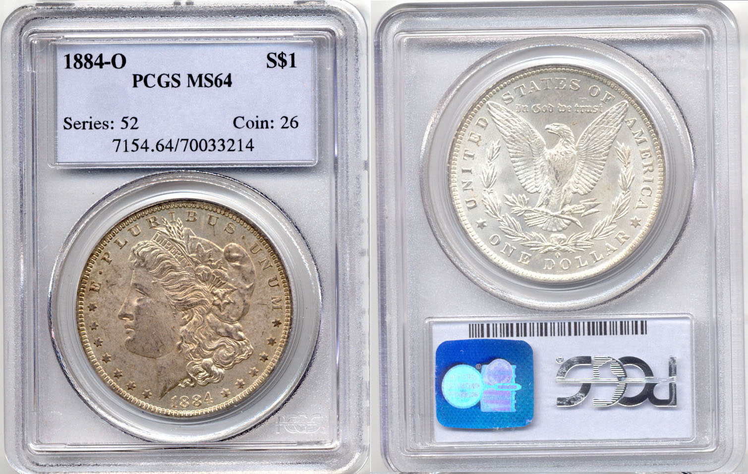 1884-O Morgan Silver Dollar PCGS MS-64