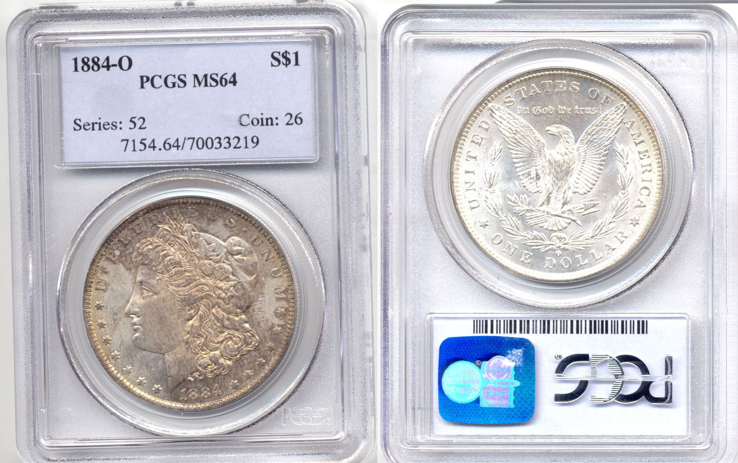 1884-O Morgan Silver Dollar PCGS MS-64 b