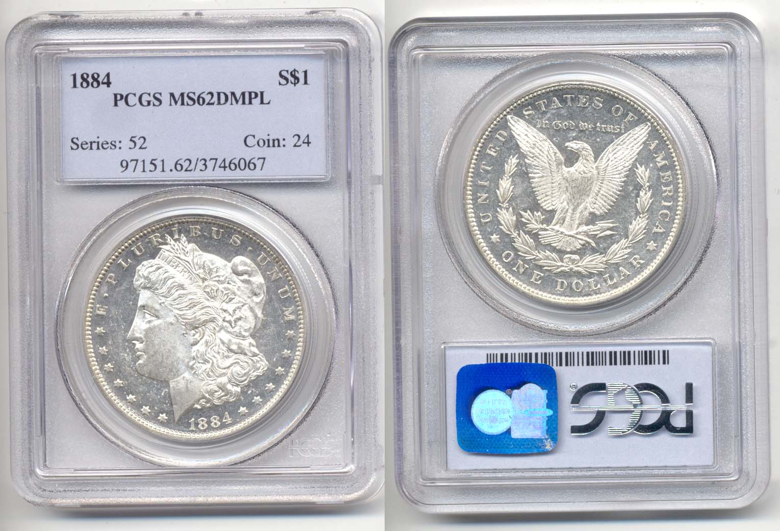 1884 Morgan Silver Dollar PCGS MS-62 DMPL