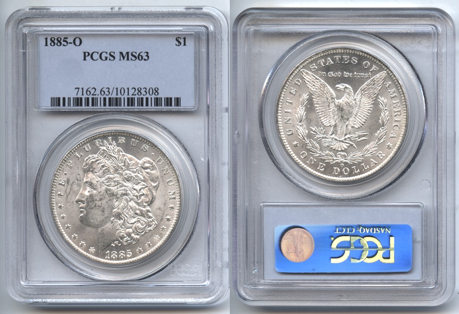 1885-O Morgan Silver Dollar PCGS MS-63 VAM-8, O Shifted Right