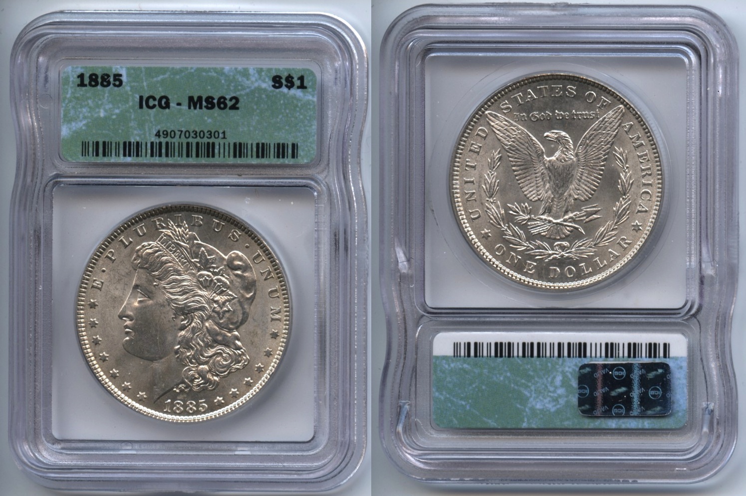 1885 Morgan Silver Dollar ICG MS-62