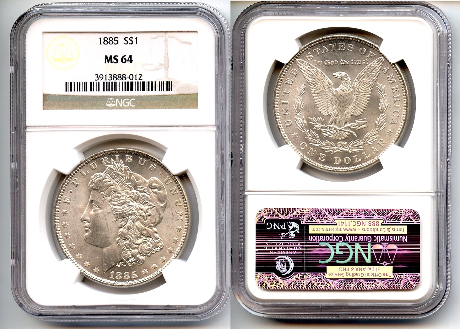 1885 Morgan Silver Dollar NGC MS-64