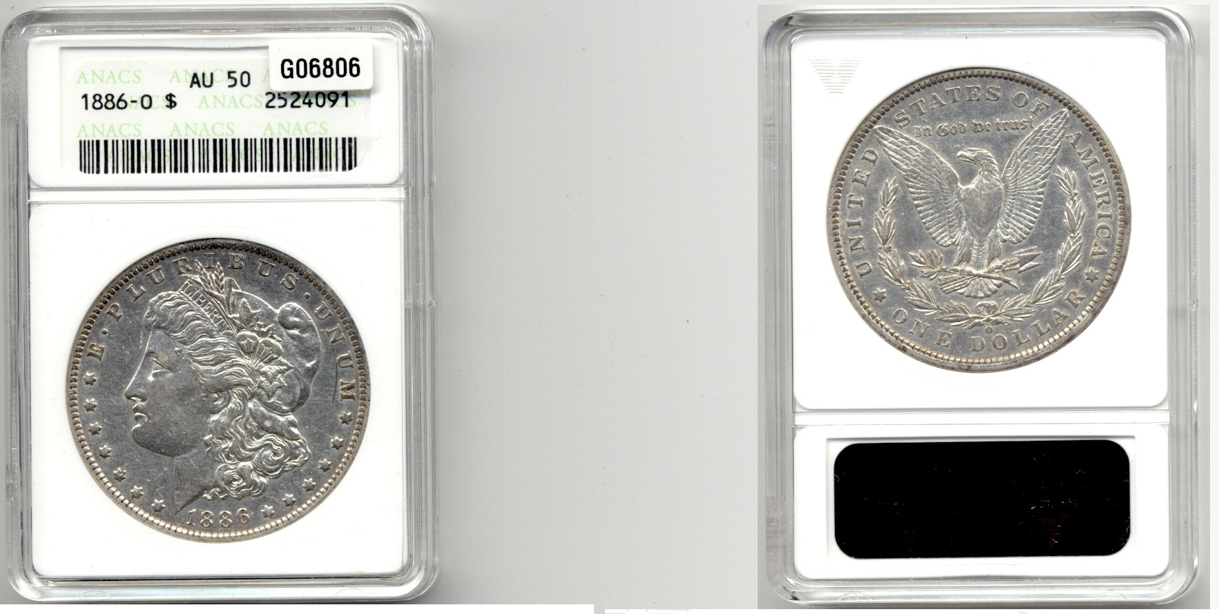 1886-O Morgan Silver Dollar ANACS AU-50
