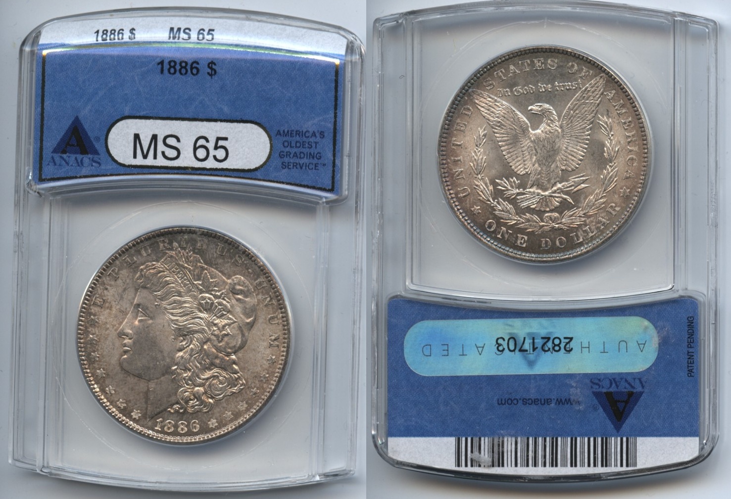 1886 Morgan Silver Dollar ANACS MS-65