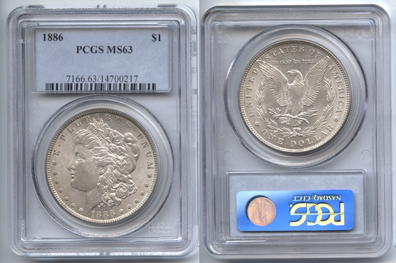 1886 Morgan Silver Dollar PCGS MS-63 VAM-22 Near Date