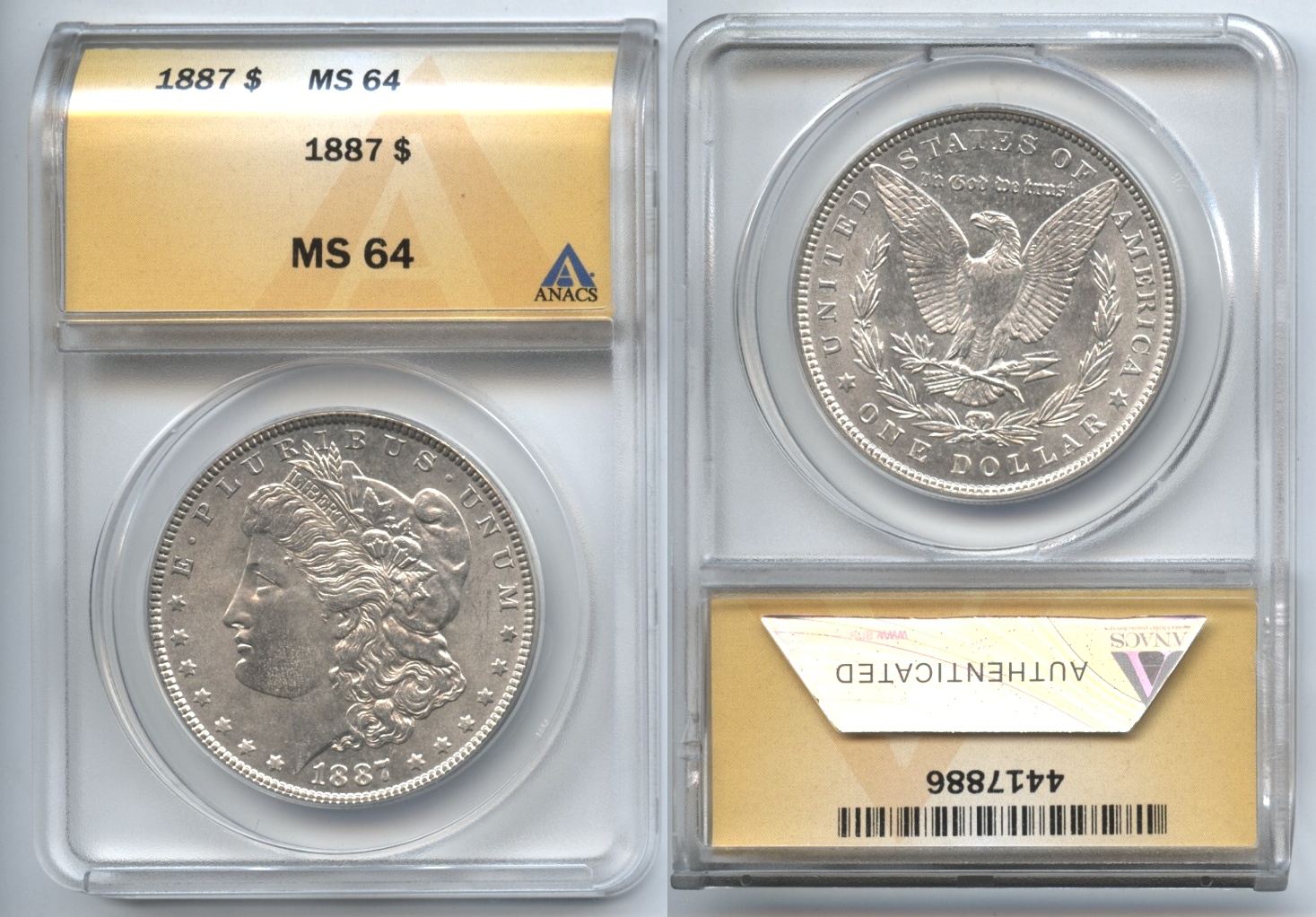 1887 Morgan Silver Dollar ANACS MS-64