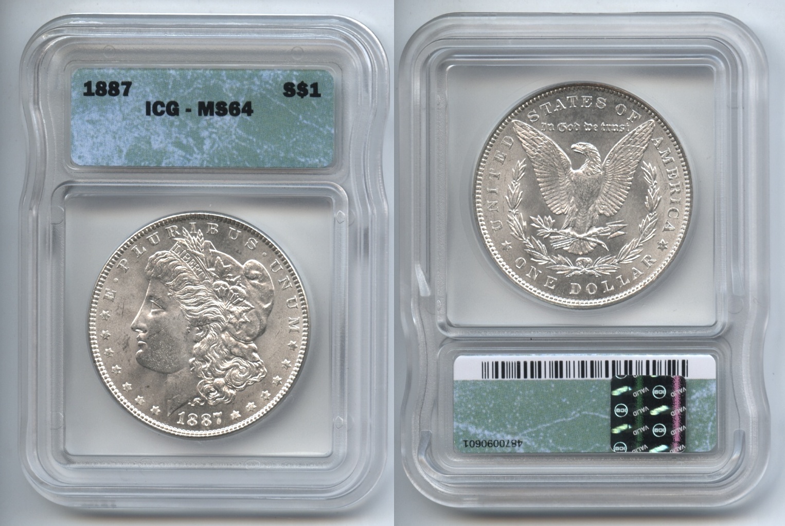 1887 Morgan Silver Dollar ICG MS-64