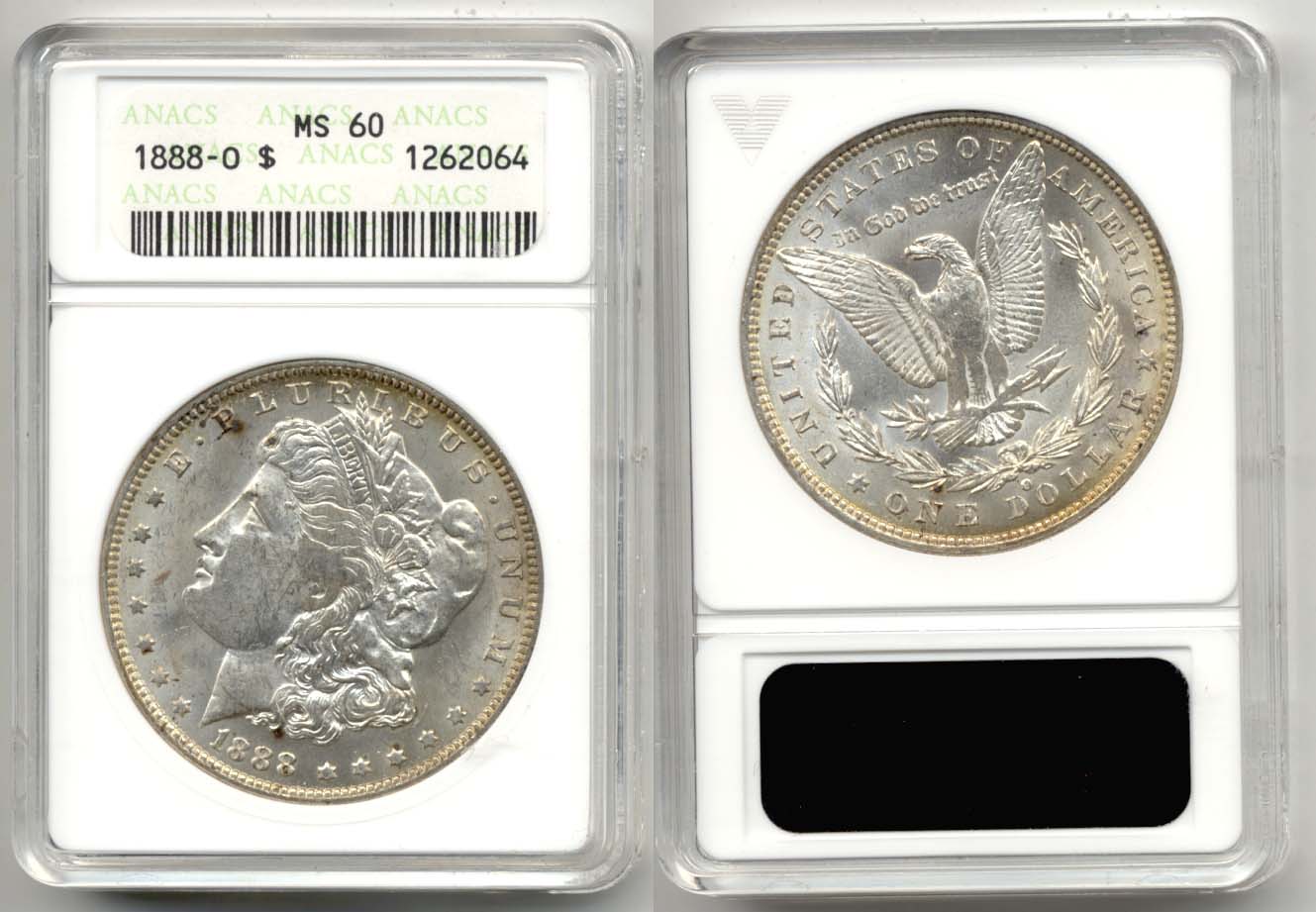 1888-O Morgan Silver Dollar ANACS MS-60 a