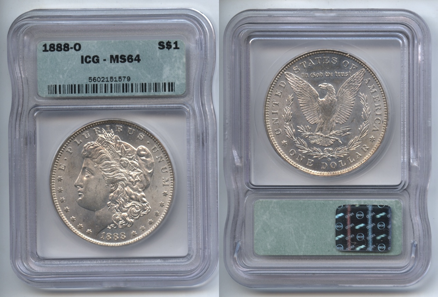 1888-O Morgan Silver Dollar ICG MS-64
