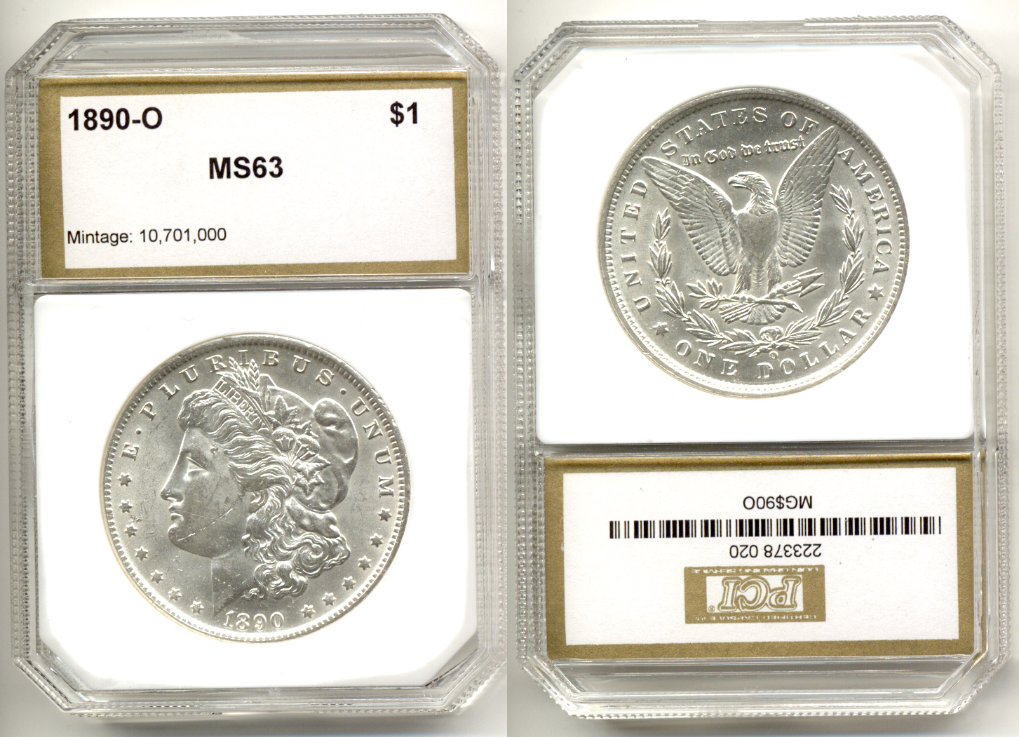 1890-O Morgan Silver Dollar PCI MS-63