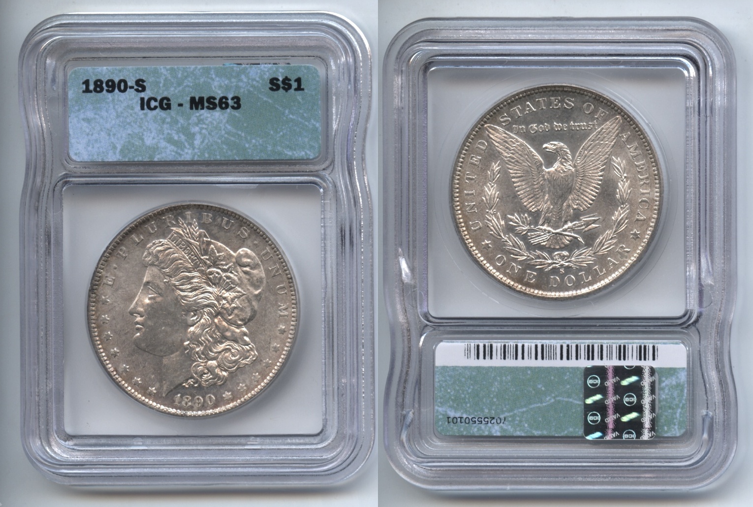 1890-S Morgan Silver Dollar ICG MS-63