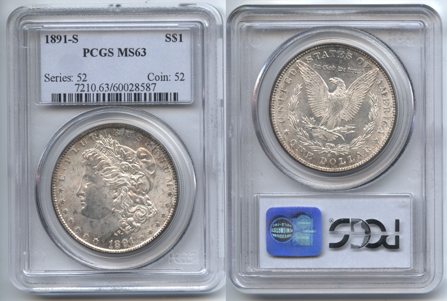 1891-S Morgan Silver Dollar PCGS MS-63