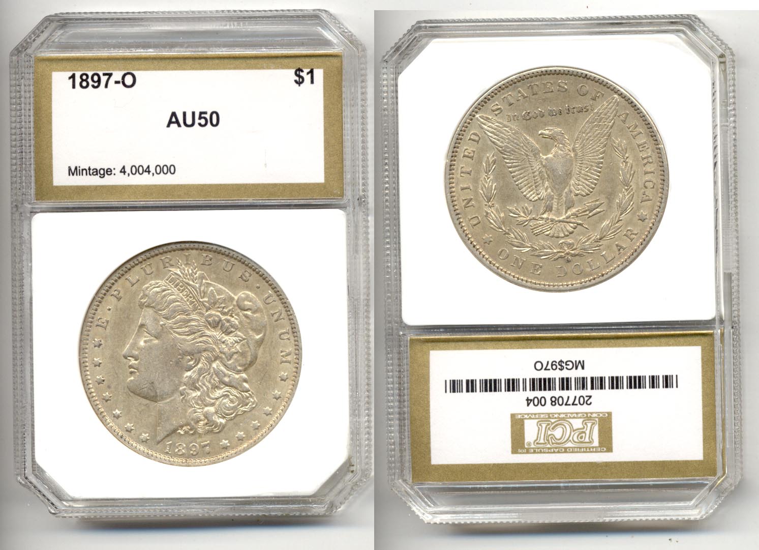 1897-O Morgan Silver Dollar PCI AU-50