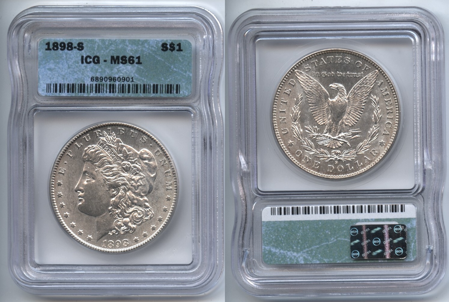 1898-S Morgan Silver Dollar ICG MS-61