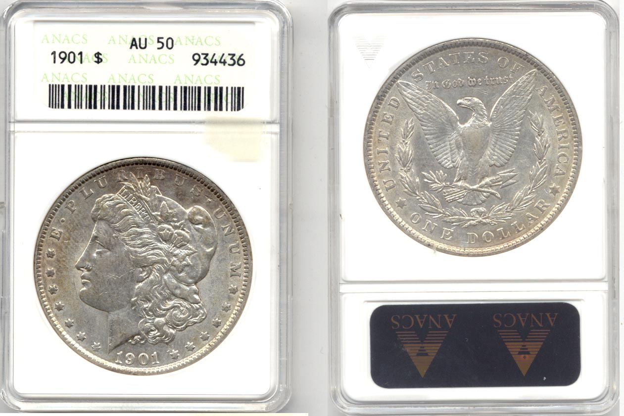 1901 Morgan Silver Dollar ANACS AU-50
