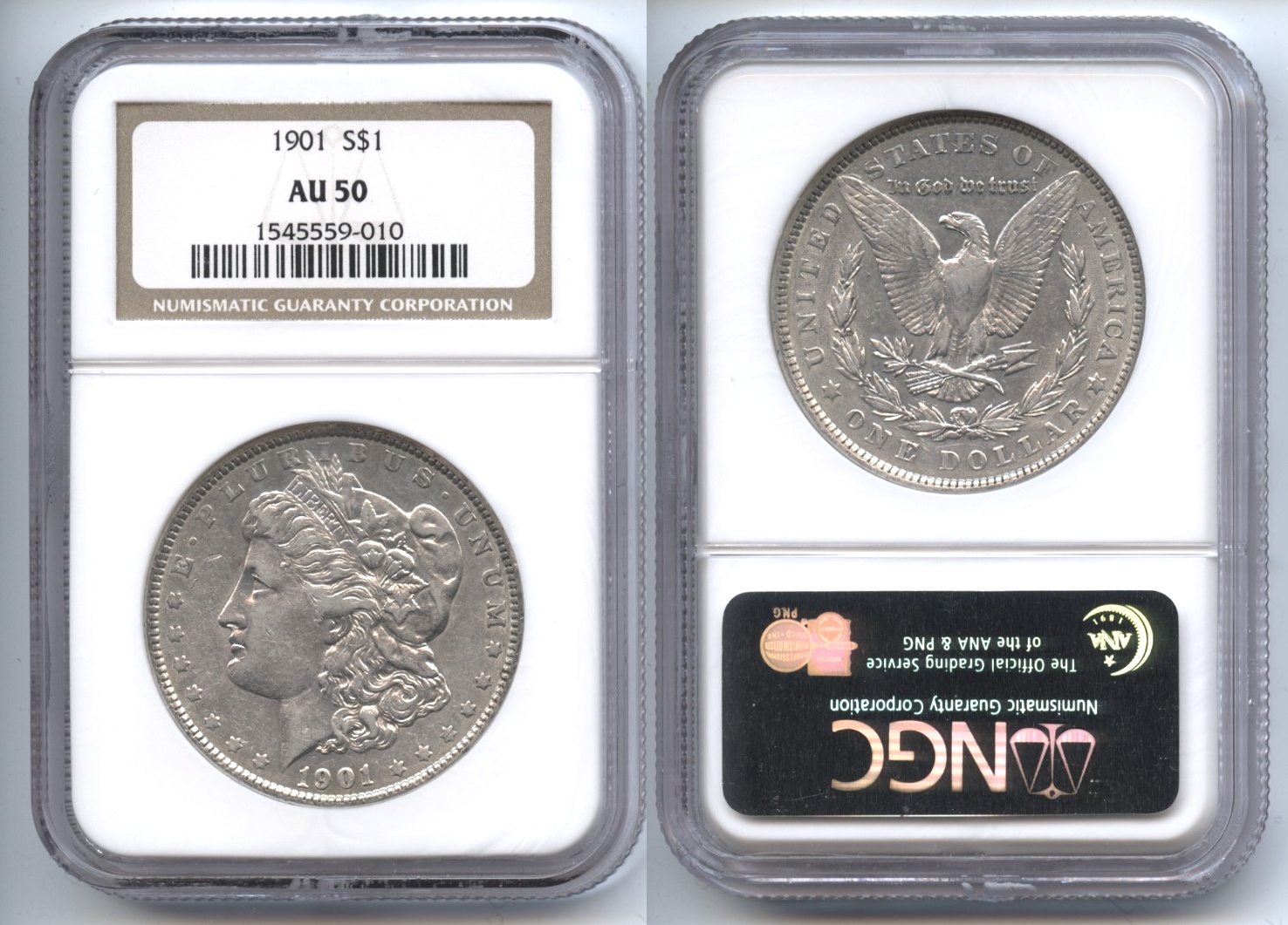1901 Morgan Silver Dollar NGC AU-50