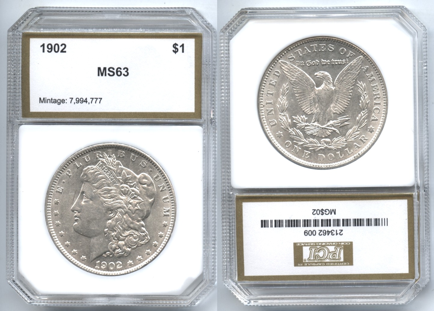 1902 Morgan Silver Dollar PCI MS-63