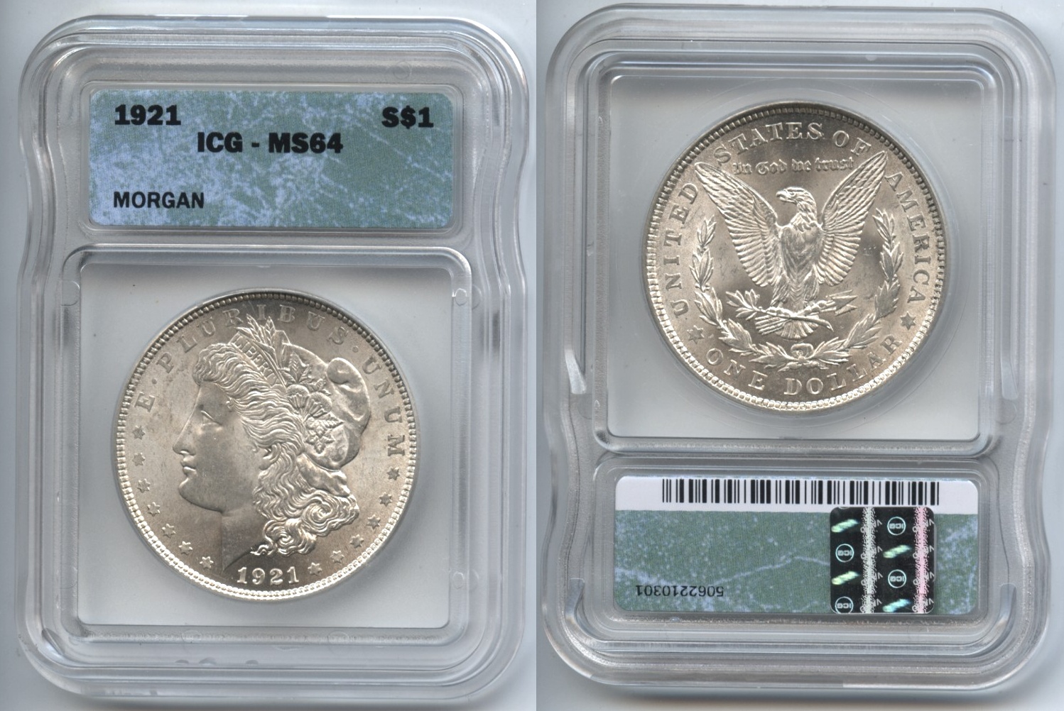 1921 Morgan Silver Dollar ICG MS-64