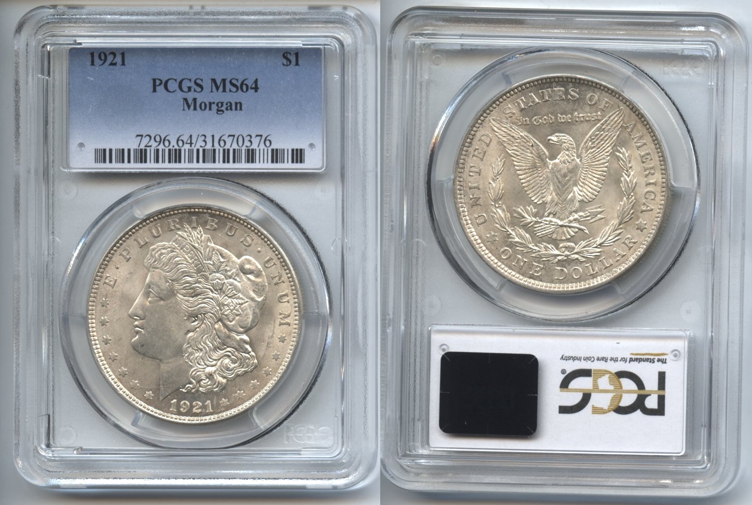 1921 Morgan Silver Dollar PCGS MS-64 #b