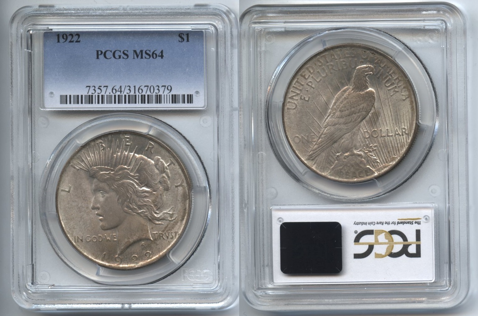 1922 Peace Silver Dollar PCGS MS-64