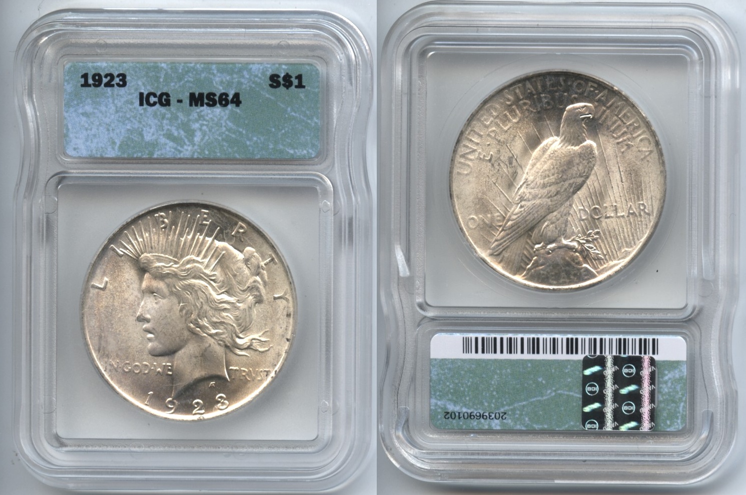 1923 Peace Silver Dollar ICG MS-64 #b