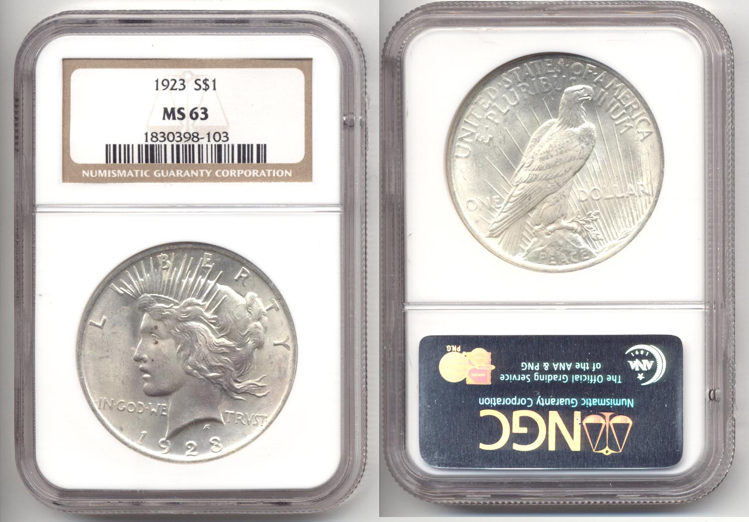 1923 Peace Silver Dollar NGC MS-63