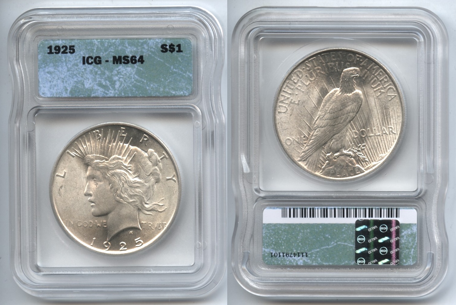 1925 Peace Silver Dollar ICG MS-64 #a