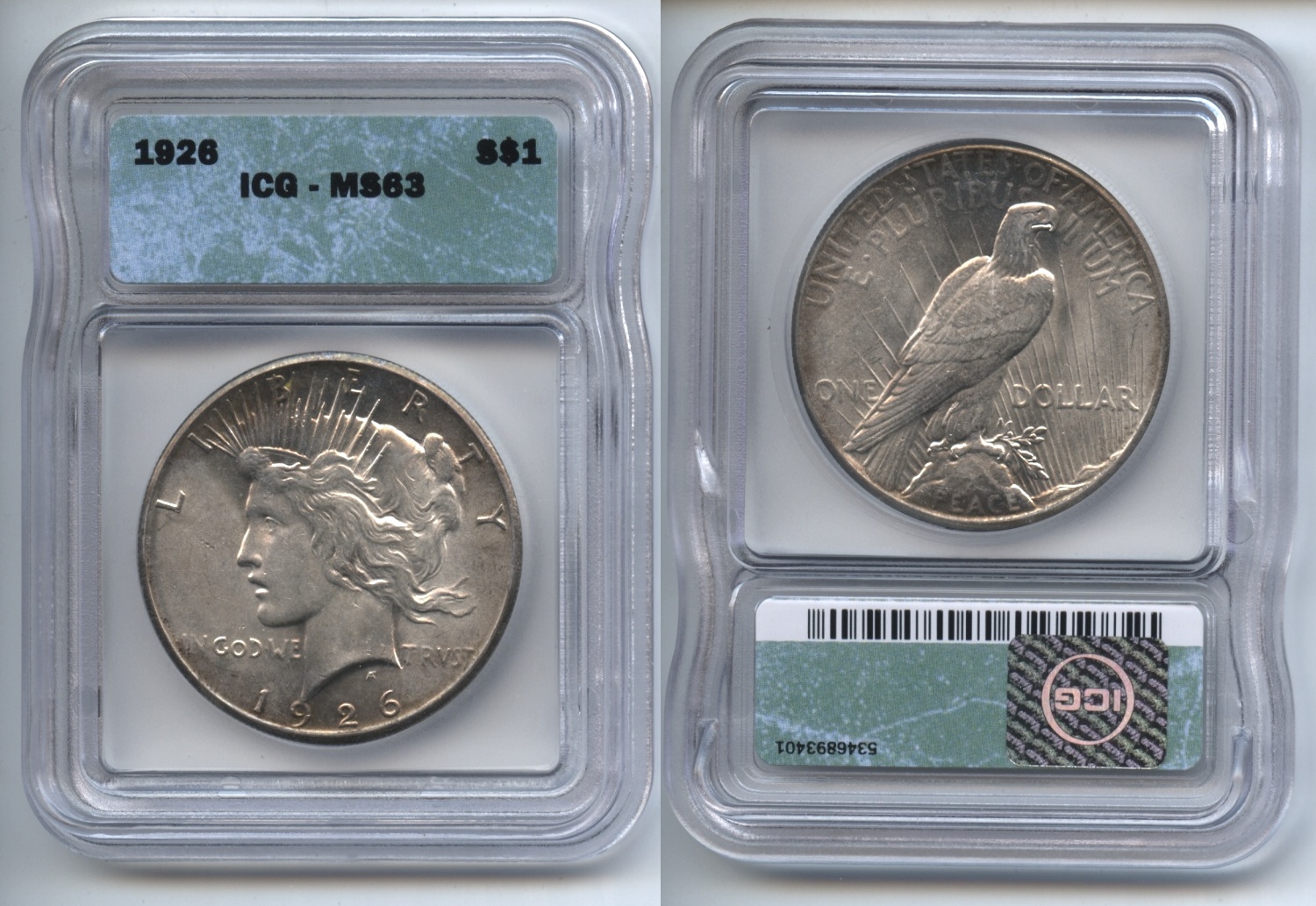 1926 Peace Silver Dollar ICG MS-63