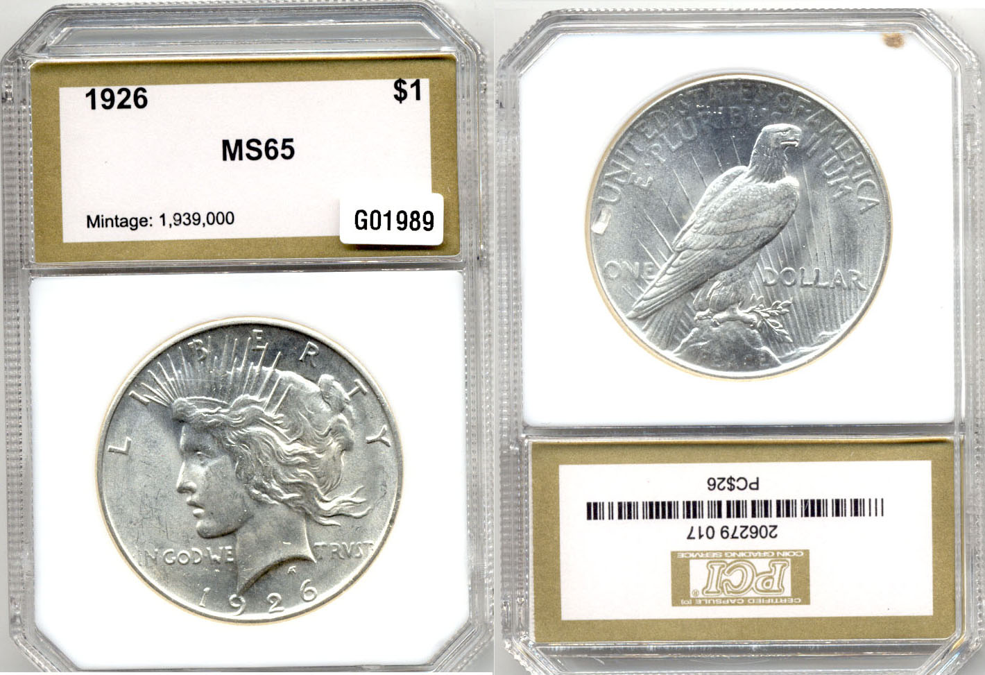 1926 Peace Silver Dollar PCI MS-65